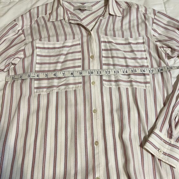Loft striped womens button down blouse patriotic colors(SALE) - Picture 7 of 14